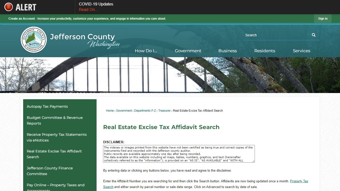 Real Estate Excise Tax Affidavit Search | Jefferson County, WA